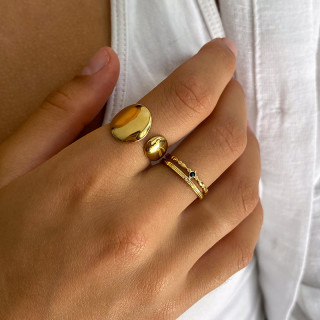 Bague acier doré asymétrique ajustable