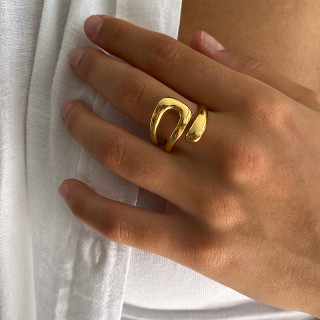 Bague acier doré double ajustable