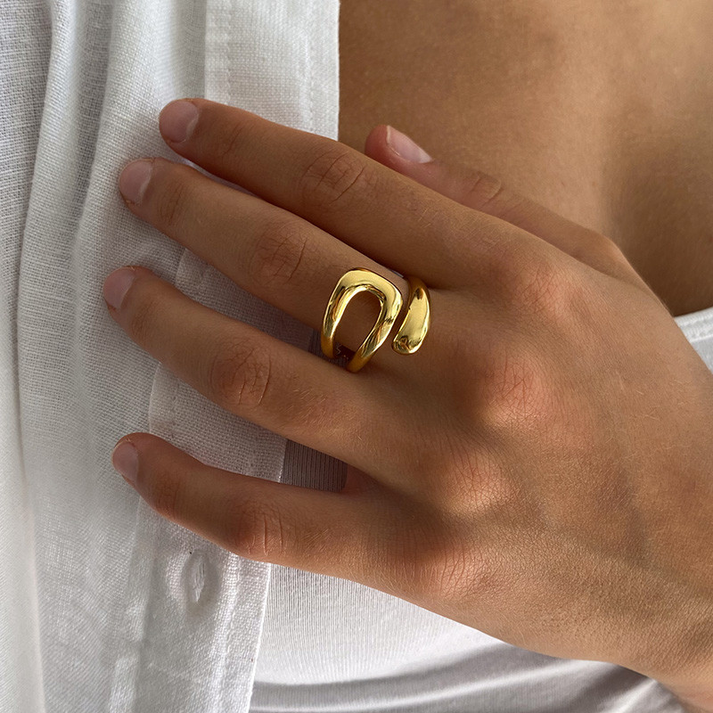 Bague acier doré double ajustable