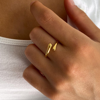 Bague acier doré enlacée ajustable fine