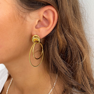 Boucles d’oreilles acier doré cercles