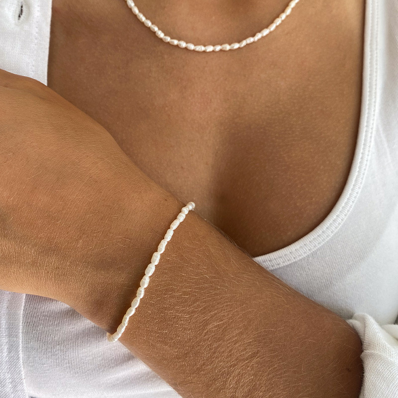 Bracelet acier doré perles d’eau douce