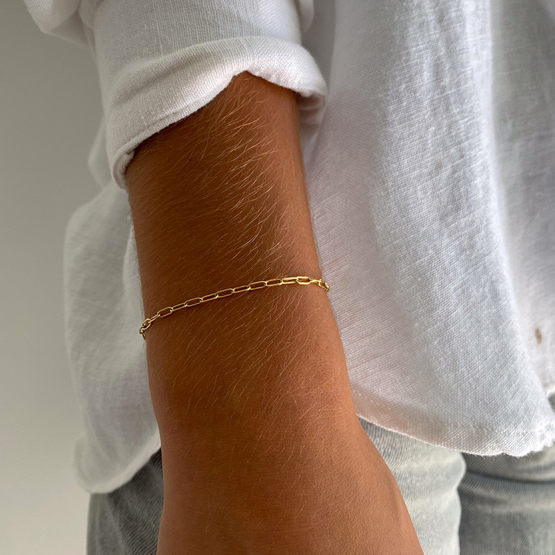 Bracelet acier doré maille allongée