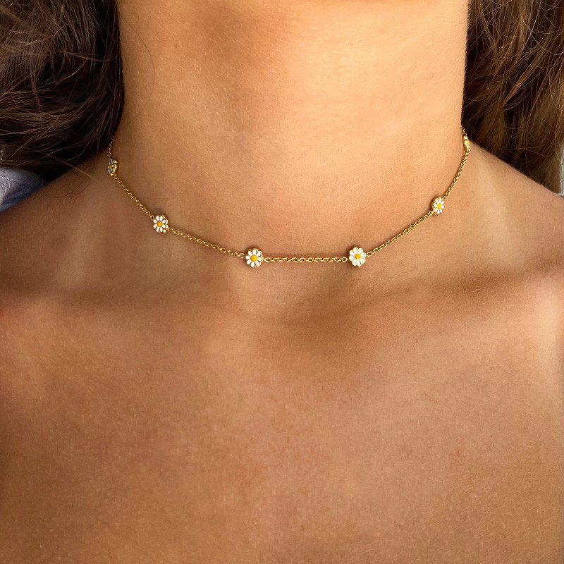 Collier acier doré Daisy