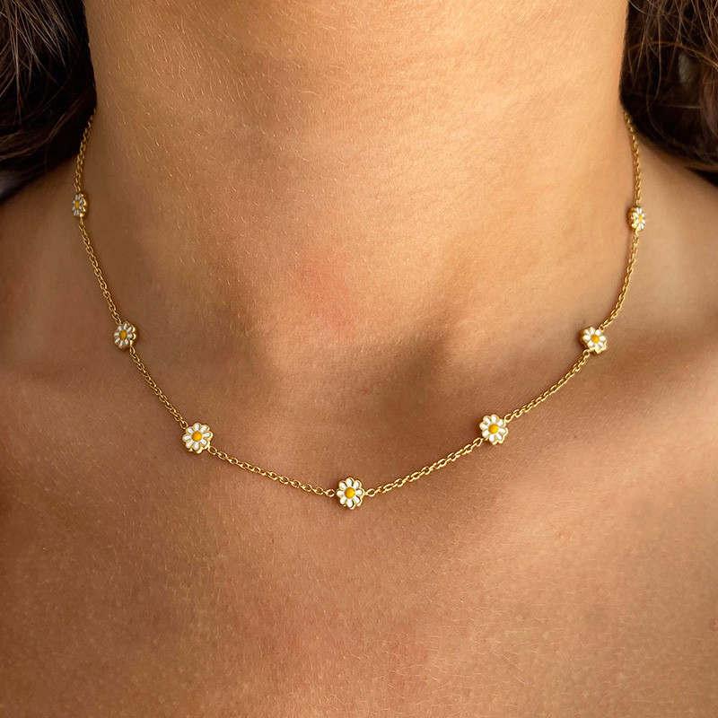 Collier acier doré Daisy