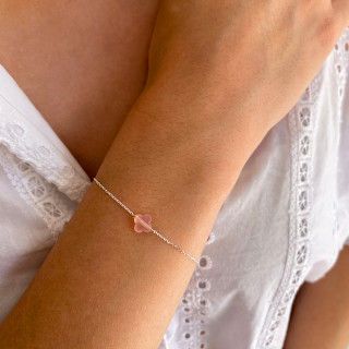Bracelet Argent petit trèfle pierre fine