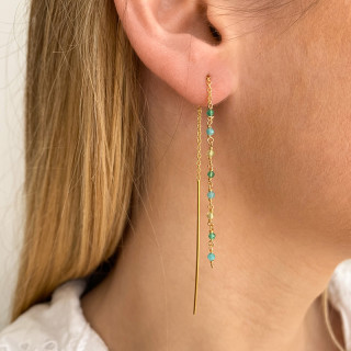 Boucles d'oreilles dorées pendantes pierres