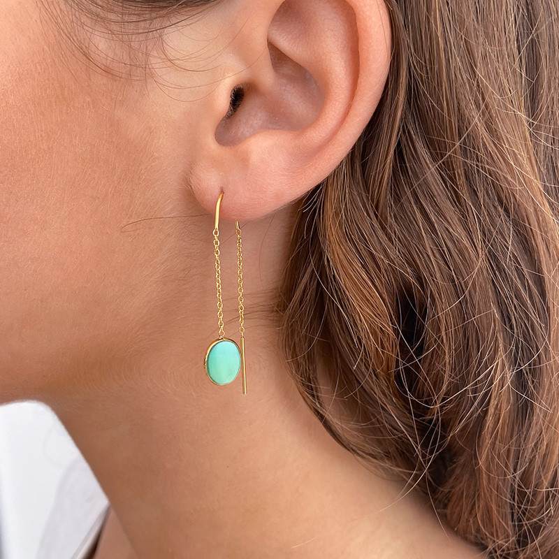 Boucles d'oreilles Dorées Pendantes pierres fines