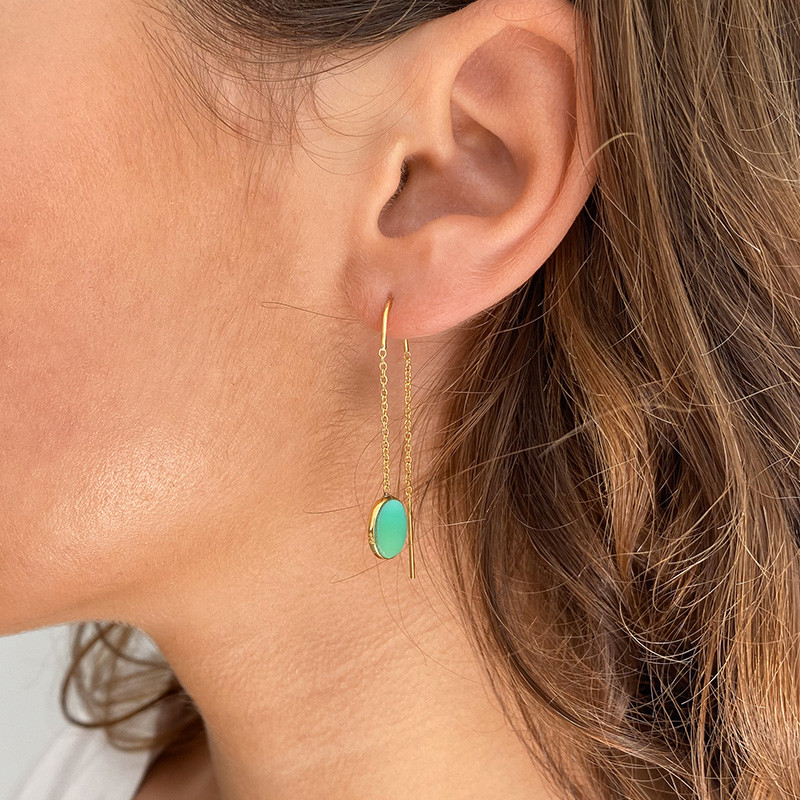 Boucles d'oreilles Dorées Pendantes pierres fines