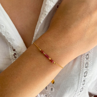 Bracelet Plaqué or barrette pierres fines