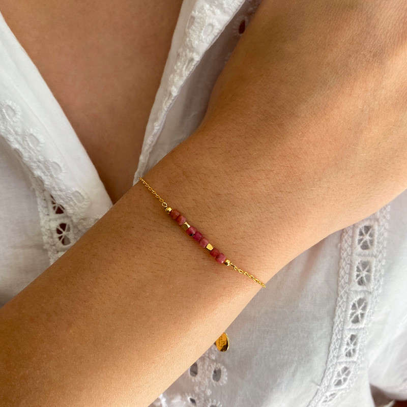 Bracelet Plaqué or barrette pierres fines