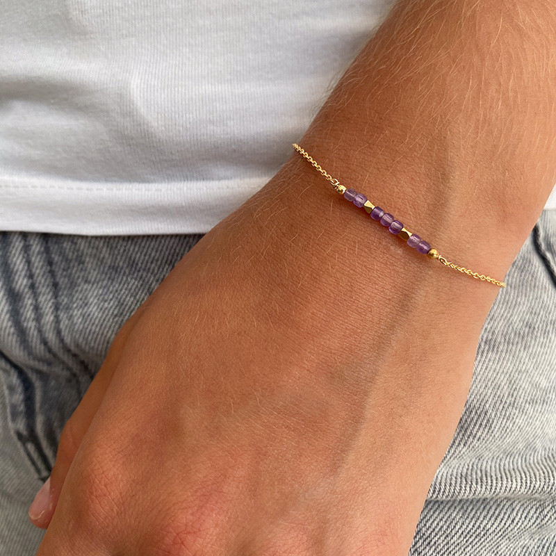 Bracelet Plaqué or barrette pierres fines