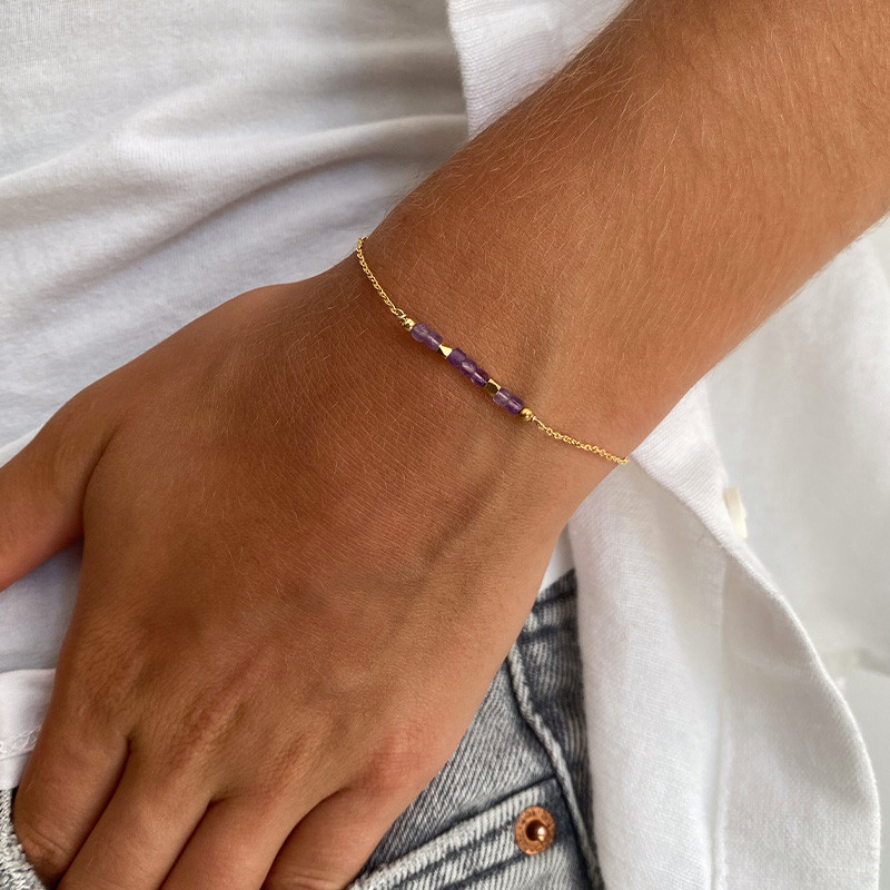 Bracelet Plaqué or barrette pierres fines