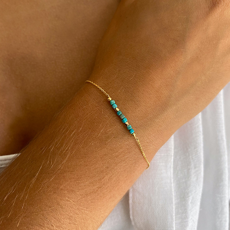 Bracelet Plaqué or barrette pierres fines