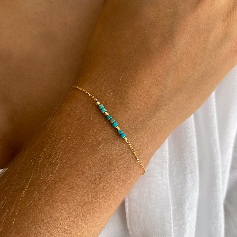 Bracelet Plaqué or barrette pierres fines