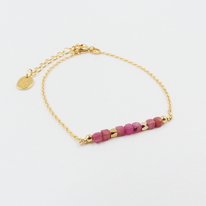 Bracelet Plaqué or barrette pierres fines