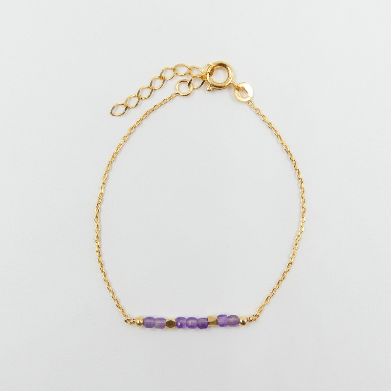 Bracelet Plaqué or barrette pierres fines