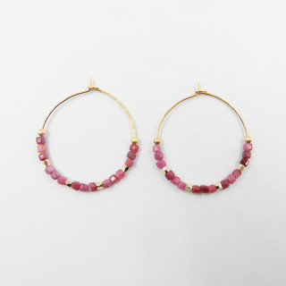 Créoles Dorées Rhodochrosite ou Rubis