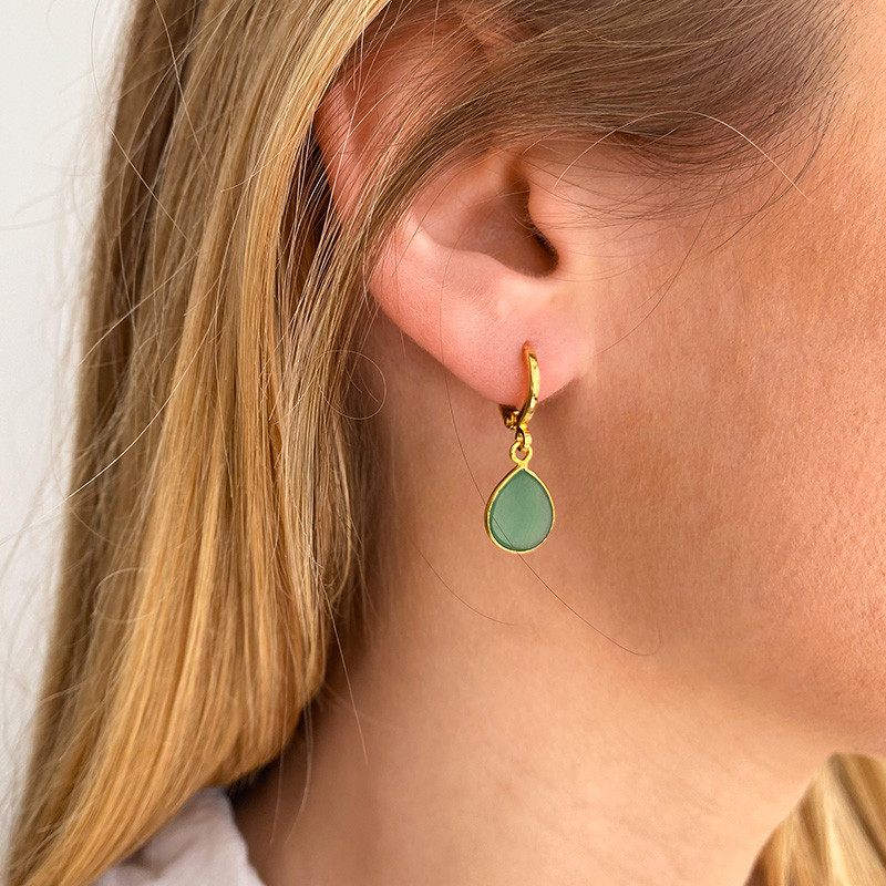 Boucles d'oreilles Doré Goutte pierres