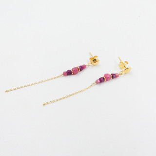 Boucles d’oreilles Dorées pendantes pierres fines