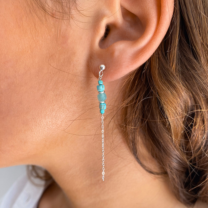 Boucles d’oreilles Argent pendantes Turquoise