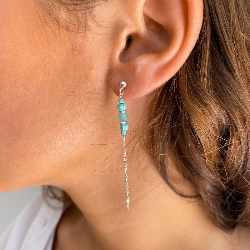Boucles d’oreilles Argent pendantes Turquoise