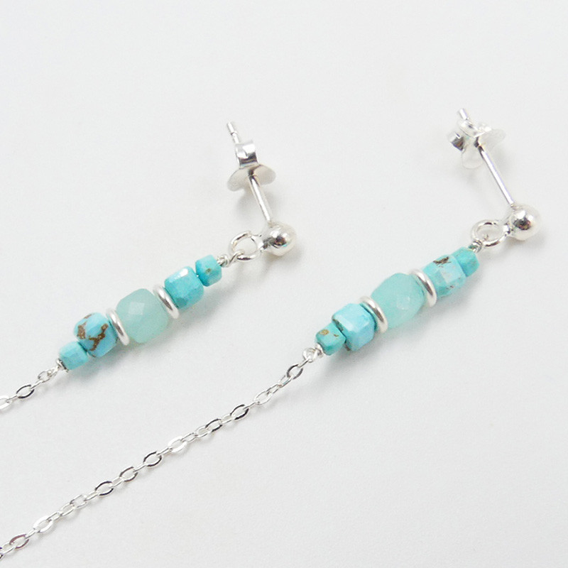 Boucles d’oreilles Argent pendantes Turquoise