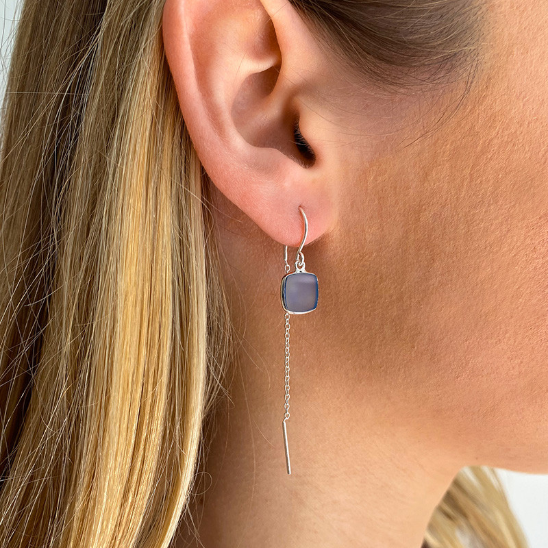 Boucles d’oreilles argent pendantes pierres