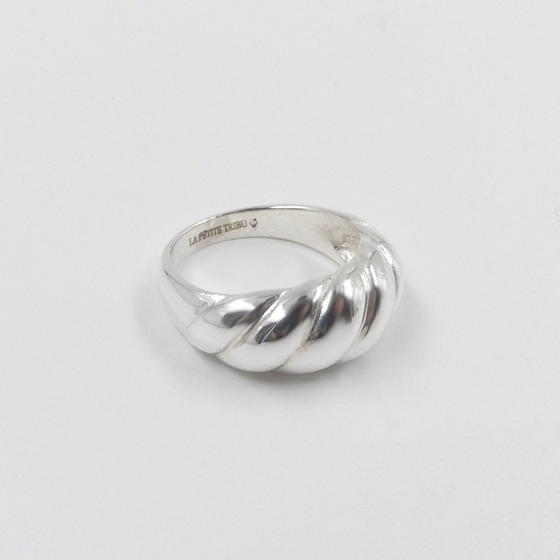 Bague Argent bombée et torsadée