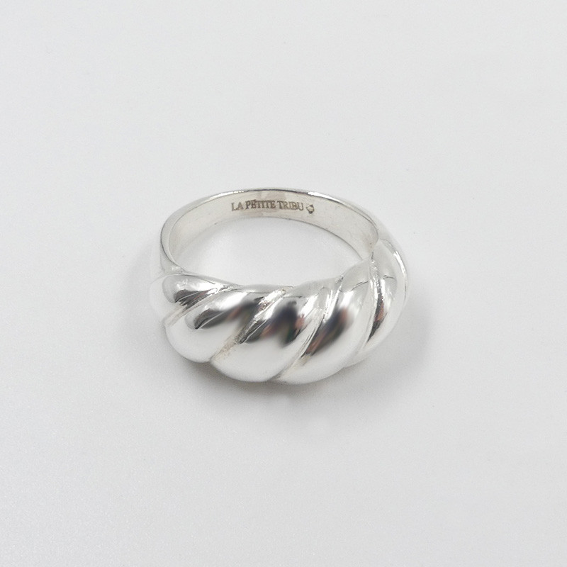 Bague Argent bombée et torsadée