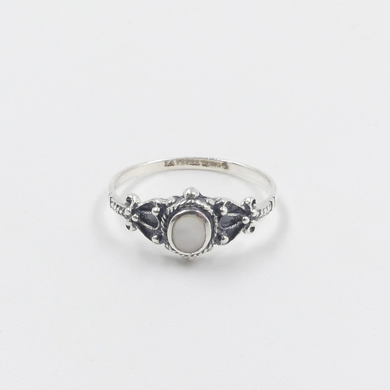 Bague Argent fine Baroque nacre
