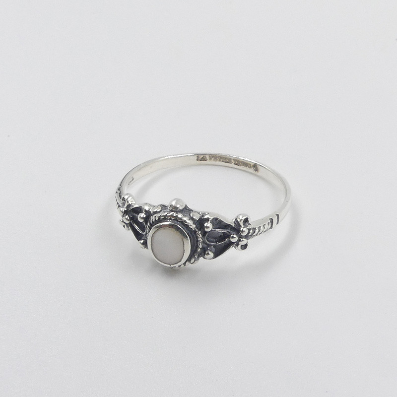 Bague Argent fine Baroque nacre