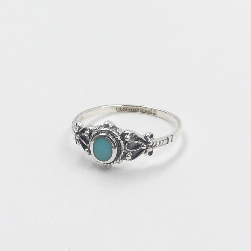 Bague Argent fine Baroque turquoise