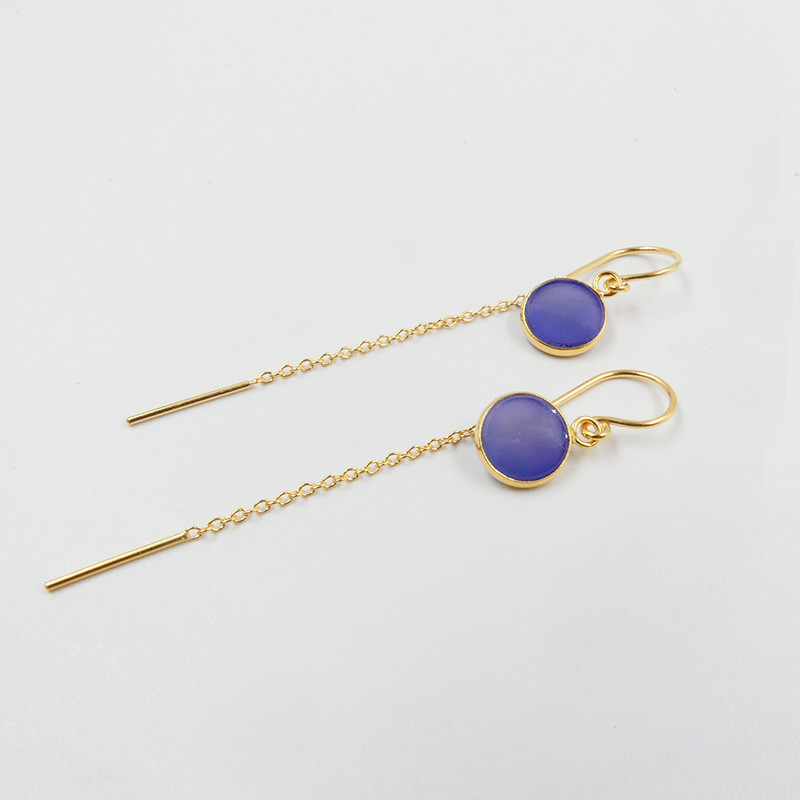 Boucles d’oreilles dorées pendantes pierres