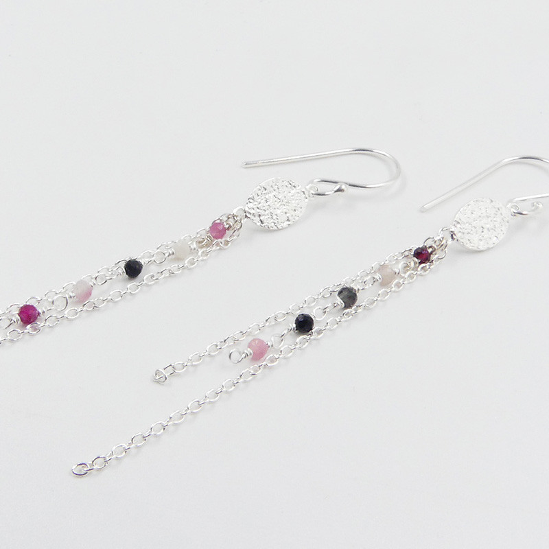 Boucles d'oreilles Argent pendantes Tourmaline