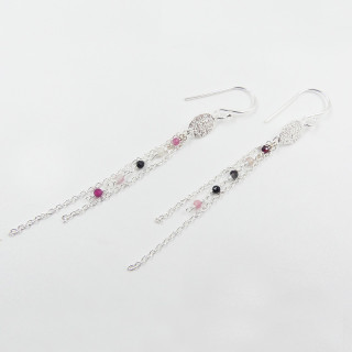 Boucles d'oreilles Argent pendantes Tourmaline
