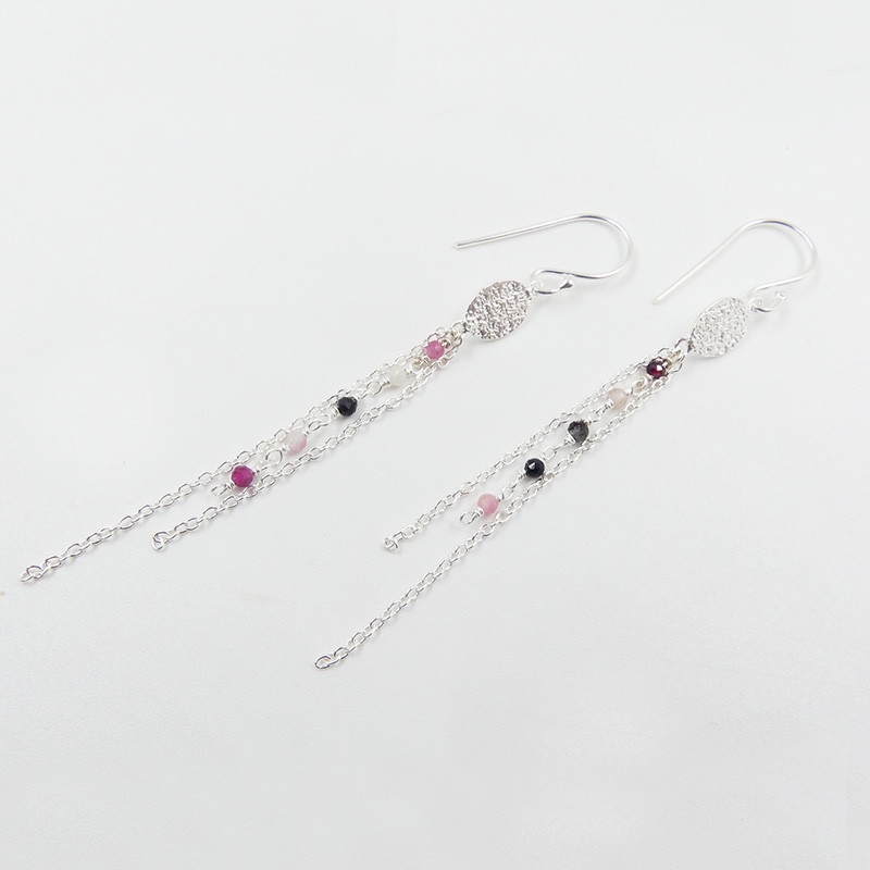 Boucles d'oreilles Argent pendantes Tourmaline
