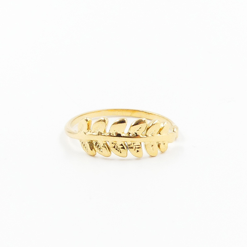 Bague acier doré feuille ajustable