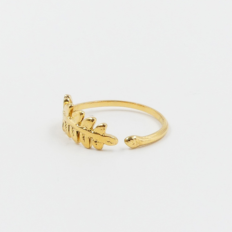Bague acier doré feuille ajustable