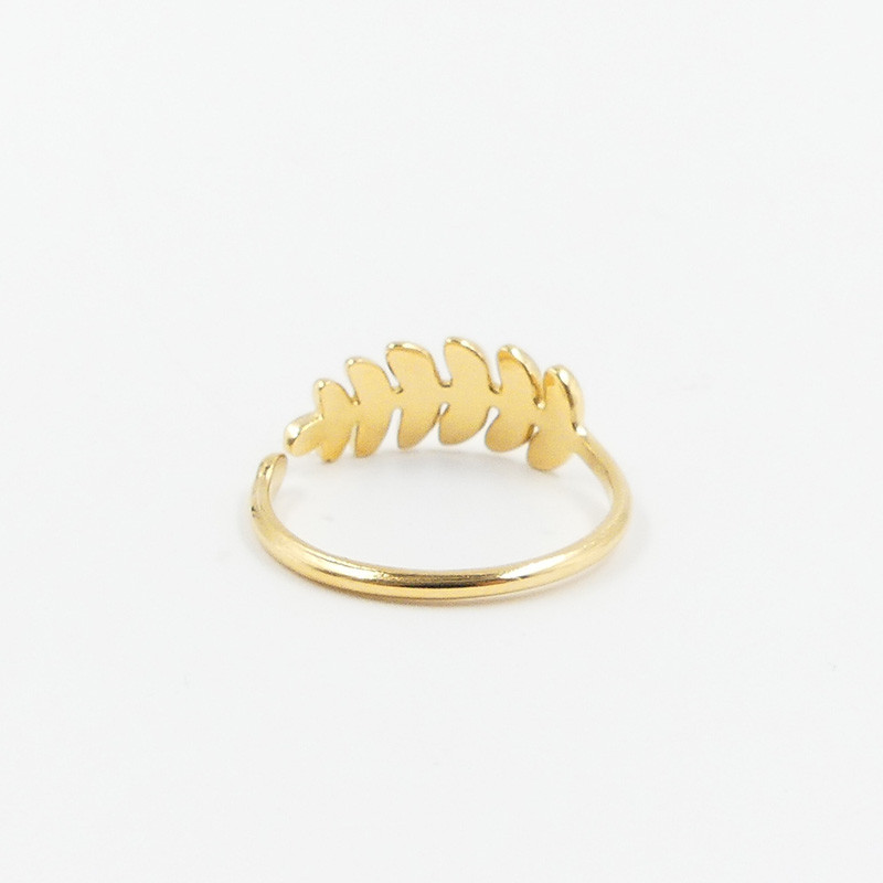 Bague acier doré feuille ajustable