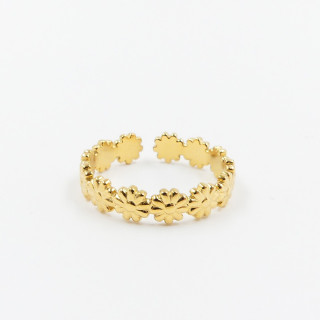 Bague acier doré couronne de fleurs