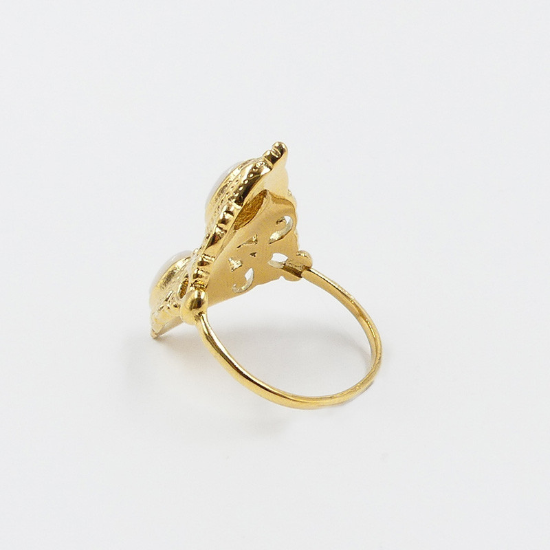 Bague ajustable acier doré baroque nacre