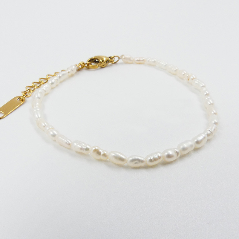 Bracelet acier doré perles d’eau douce