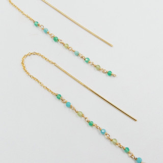 Boucles d'oreilles dorées pendantes pierres