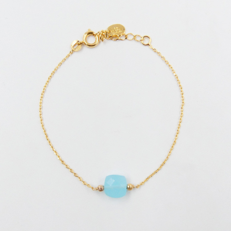 Bracelet Plaqué or pierres fines carrées