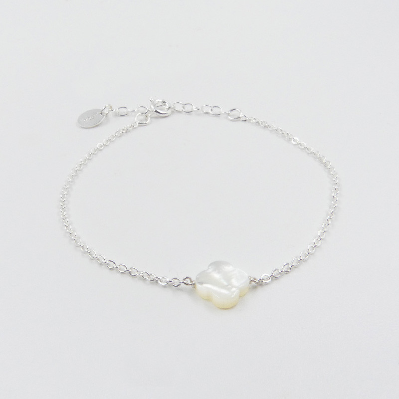 Bracelet Argent Trèfle Nacre