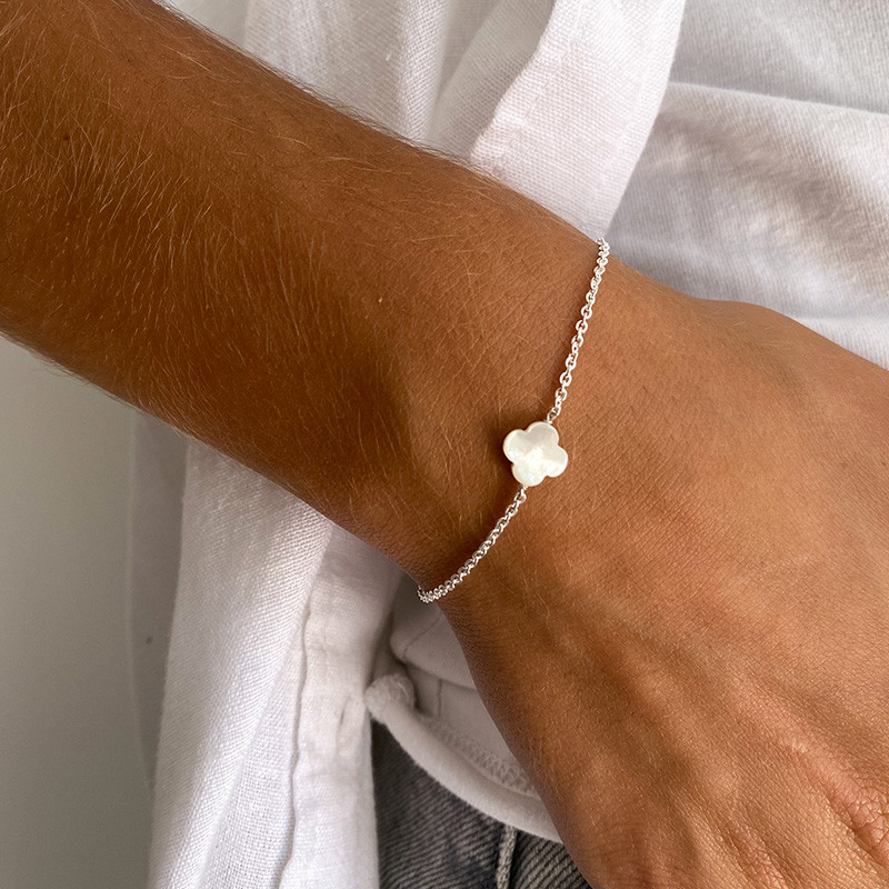 Bracelet Argent Trèfle Nacre