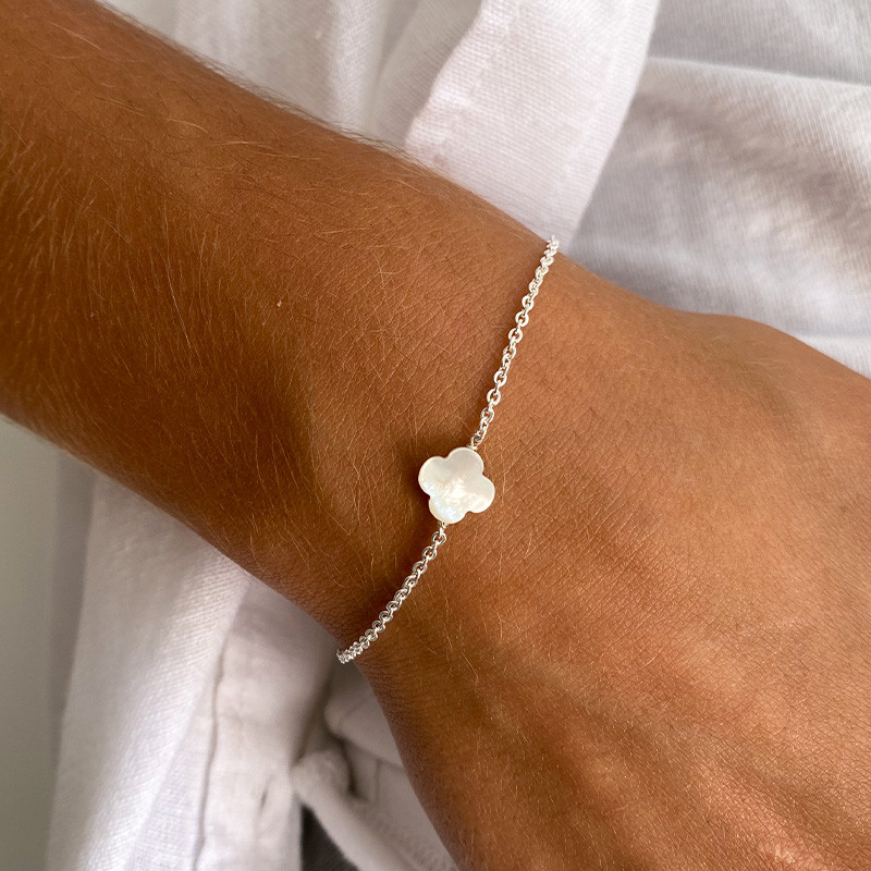 Bracelet Argent Trèfle Nacre