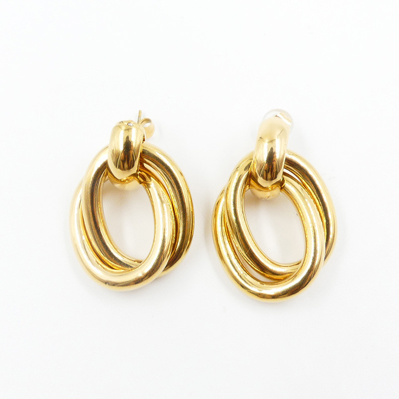 Boucles d’oreilles acier doré multi anneaux