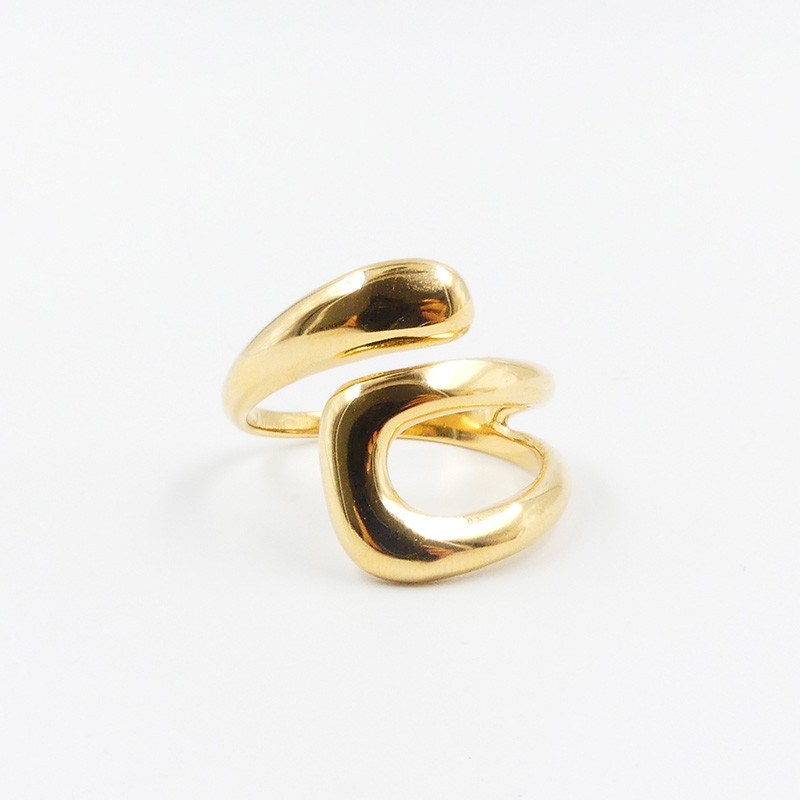 Bague acier doré double ajustable